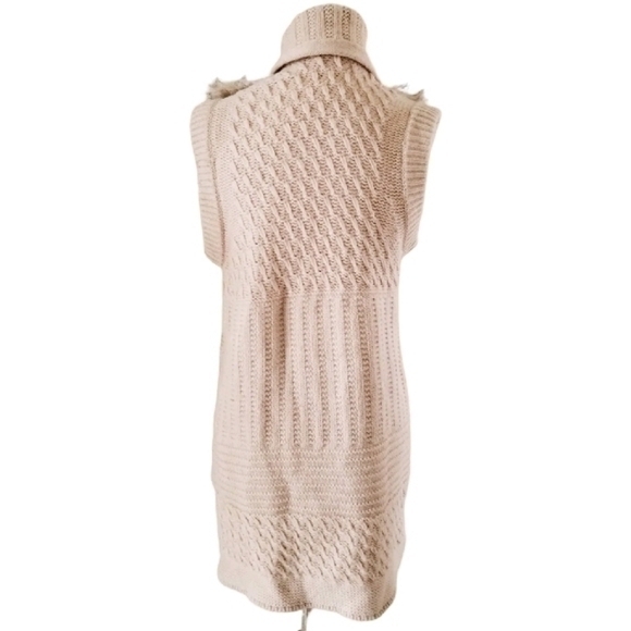 ANN TAYLOR CHUNKY TAN FUR SHOULDER SWEATER VEST SZ M - Picture 5 of 6